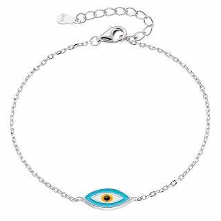 Oxzen γυναικείο βραχιόλι ασημένιο με γαλάζιο ματάκι
