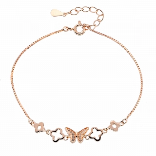 Oxzen γυναικείο βραχιόλι ασημένιο με πεταλούδα