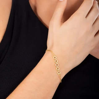 Oxzen βραχιόλι γυναικείο ασημένιο κυκλικά στοιχεια με λευκά ζιργκόν