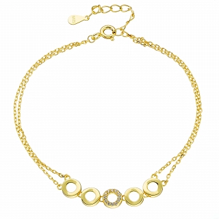 Oxzen βραχιόλι γυναικείο ασημένιο κυκλικά στοιχεια με λευκά ζιργκόν