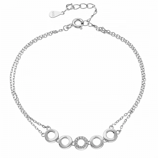 Oxzen βραχιόλι γυναικείο ασημένιο κυκλικά στοιχεια με λευκά ζιργκόν