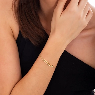 Oxzen βραχιόλι γυναικείο ασημένιο, αλυσίδα με λευκά ζιργκόν