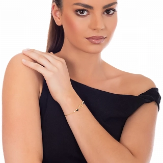 Oxzen γυναικείο βραχιόλι ασημένιο με κύκλους και λευκά ζιργκόν