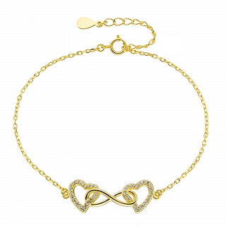 Oxzen γυναικείο βραχιόλι ασημένιο με καρδιές και άπειρο