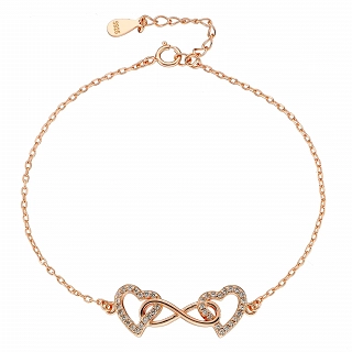 Oxzen γυναικείο βραχιόλι ασημένιο με καρδιές και άπειρο