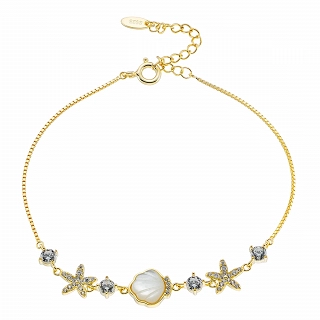 Oxzen ασημένιο βραχιόλι με φίλντισι και λευκά ζιργκόν