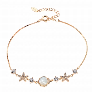 Oxzen ασημένιο βραχιόλι με φίλντισι και λευκά ζιργκόν