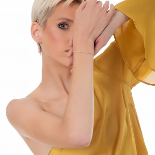 Oxzen ασημένιο βραχιόλι λεπτή ριβιέρα με ζιργκόν 1.25mm