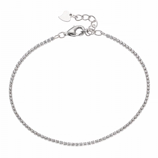 Oxzen ασημένιο βραχιόλι λεπτή ριβιέρα με ζιργκόν 1.25mm