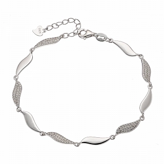 Oxzen γυναικείο βραχιόλι ασημένιο με λευκά ζιργκόν