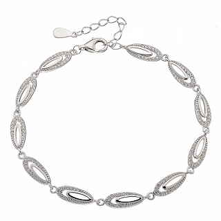 Oxzen γυναικείο βραχιόλι ασημένιο με λευκά ζιργκόν