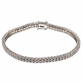 Oxzen γυναικείο βραχιόλι ασημένιο ριβιέρα με διπλή σειρά ζιργκόν