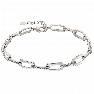 Oxzen γυναικείο βραχιόλι ασημένιο με λευκά ζιργκόν