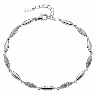 Oxzen γυναικείο βραχιόλι ασημένιο με λευκά ζιργκόν