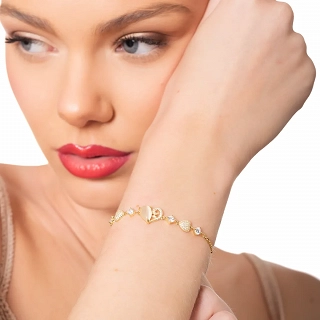 Oxzen ασημένιο βραχιόλι καρδιά με οπάλιο και λευκά ζιργκόν