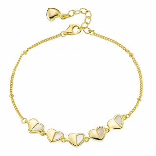 Oxzen ασημένιο βραχιόλι με καρδιές φίλντισι