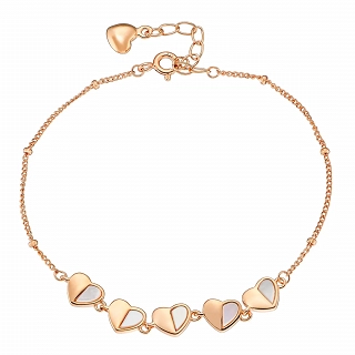 Oxzen ασημένιο βραχιόλι με καρδιές φίλντισι