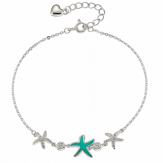 Oxzen ασημένιο βραχιόλι με τυρκουάζ αστερία