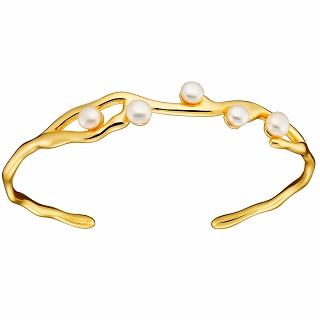 Oxzen ασημένιο βραχιόλι χειροποίητο, επιχρυσωμένο με πέρλες