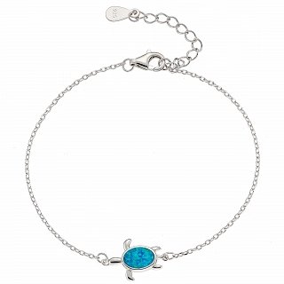 Oxzen ασημένιο βραχιόλι χελωνίτσα με οπάλιο