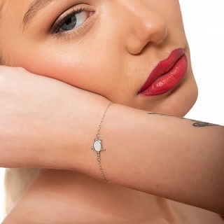 Oxzen ασημένιο βραχιόλι χελωνίτσα με οπάλιο