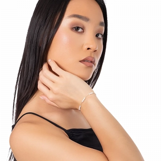 Oxzen ασημένιο βραχιόλι με περλίτσες