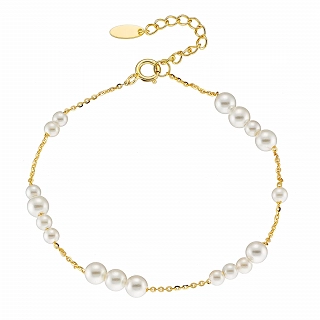 Oxzen ασημένιο βραχιόλι με περλίτσες