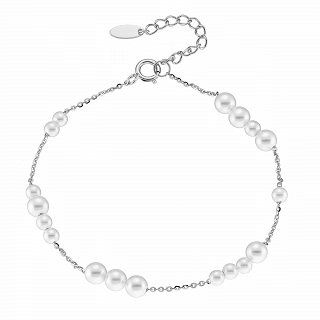 Oxzen ασημένιο βραχιόλι με περλίτσες