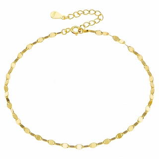 Oxzen ασημένια αλυσίδα ποδιού επιχρυσωμένη