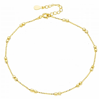 Oxzen ασημένια αλυσίδα ποδιού με μπιλάκια