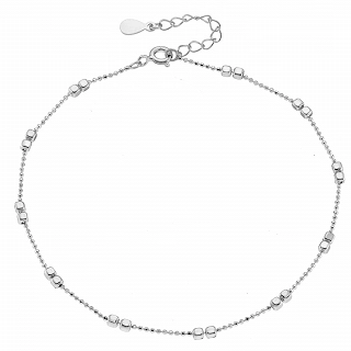 Oxzen ασημένια αλυσίδα ποδιού με μπιλάκια