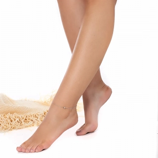 Oxzen ασημένια αλυσίδα ποδιού με μπιλάκι