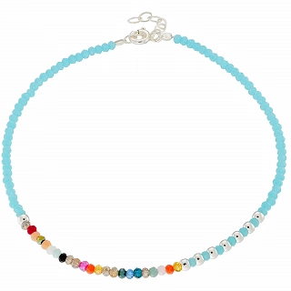 Oxzen ασημένια αλυσίδα ποδιού με τυρκουάζ και χρωματιστές πέτρες