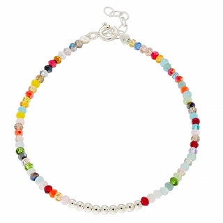 Oxzen ασημένιο βραχιόλι με χρωματιστές πέτρες