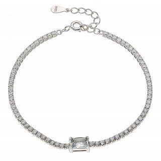 Oxzen ασημένιο βραχιόλι ριβιέρα με ζιργκόν