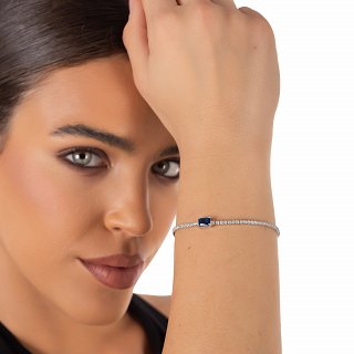 Oxzen ασημένιο βραχιόλι ριβιέρα με ζιργκόν