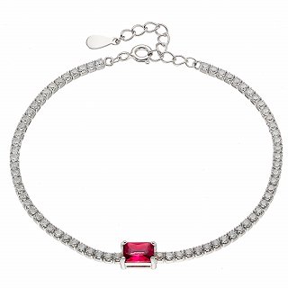 Oxzen ασημένιο βραχιόλι ριβιέρα με ζιργκόν