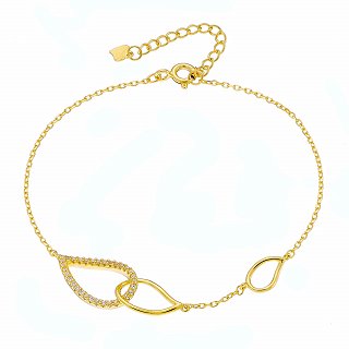 Oxzen ασημένιο βραχιόλι σταγόνα με λευκά ζιργκόν