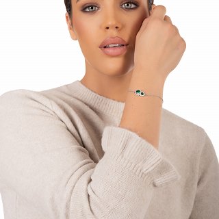 Oxzen ασημένιο βραχιόλι με καρδιές ζιργκόν