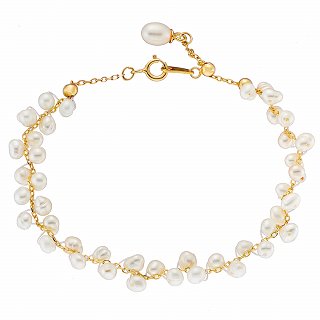 Oxzen ασημένιο βραχιόλι επιχρυσωμένο με μαργαριτάρια