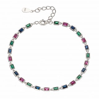 Oxzen ασημένιο βραχιόλι ριβιέρα με ζιργκόν