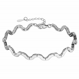 Oxzen ασημένιο βραχιόλι σε σχήμα S
