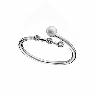 Oxzen δαχτυλίδι ασημένιο με πέρλα