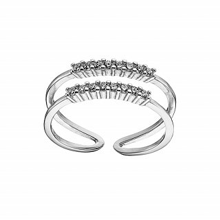 Oxzen δαχτυλίδι ασημένιο chevalier free size με πέτρες ζιργκόν