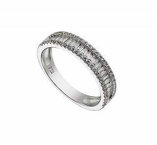 Oxzen δαχτυλίδι ασημένιο σειρέ με μπαγιέτες ζιργκόν