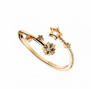 Oxzen δαχτυλίδι ασημένιο με αστέρι και πέτρες ζιργκόν free size