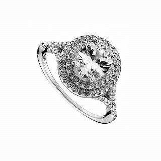 Oxzen δαχτυλίδι ασημένιο ροζέτα με οβάλ πέτρα ζιργκόν