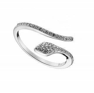 Oxzen δαχτυλίδι ασημένιο φίδι με ζιργκόν free size