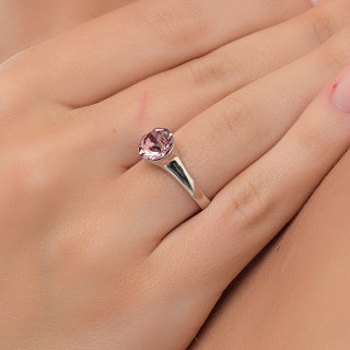 Oxzen δαχτυλίδι ασημένιο με μωβ πέτρα πέτρα free size