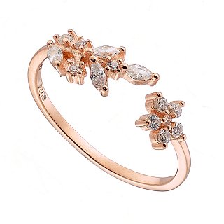 Oxzen δαχτυλίδι ασημένιο με λευκές πέτρες free size